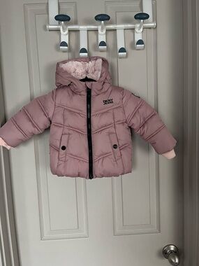 DKNY Jeans Pink Puffer Jacket with Hood for kids, 12M